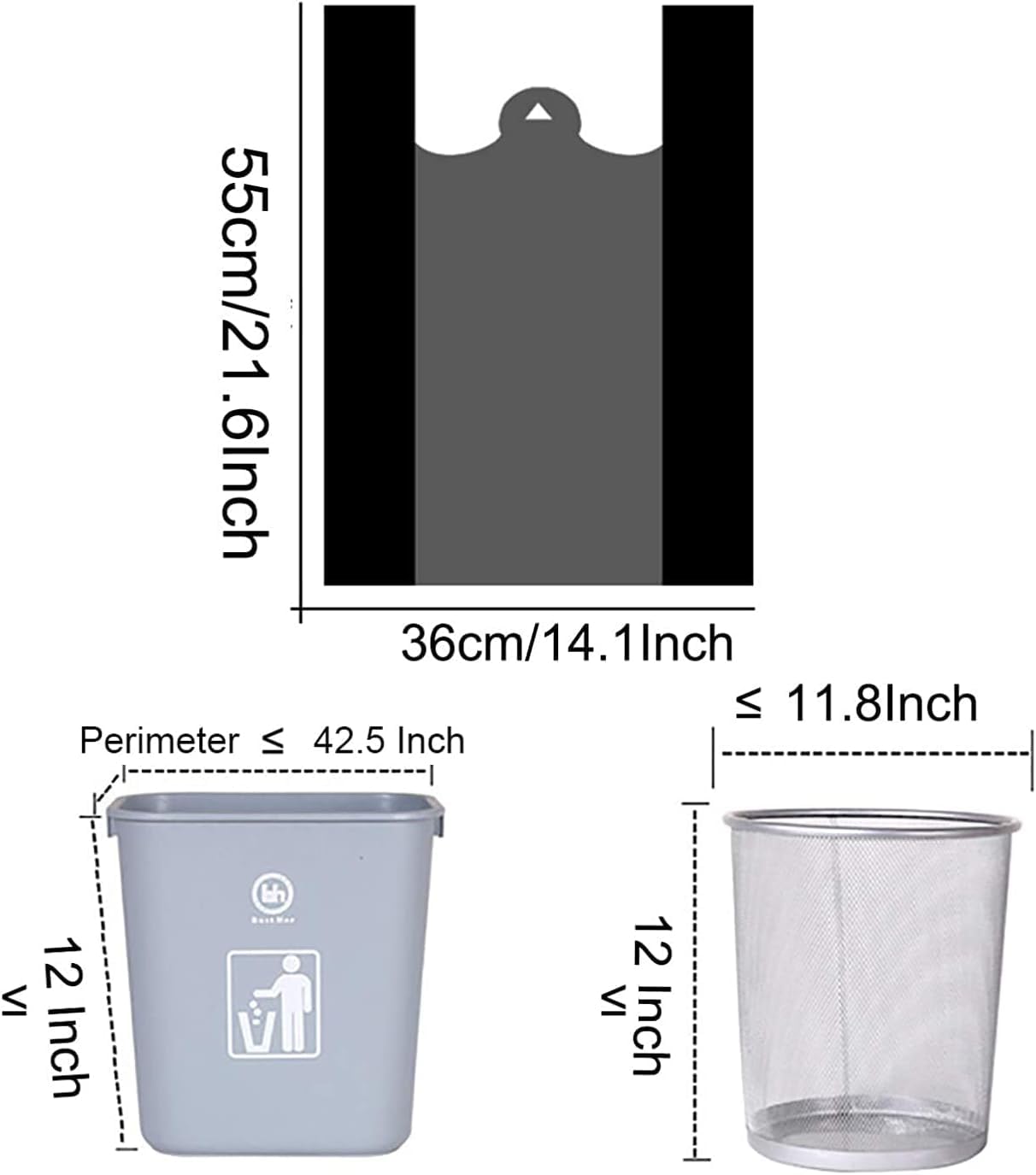 100 bolsas de basura pequeñas supergruesas con asa, bolsas de basura negras de 4 galones para cocina, oficina, viajes y hogar (100 unidades)