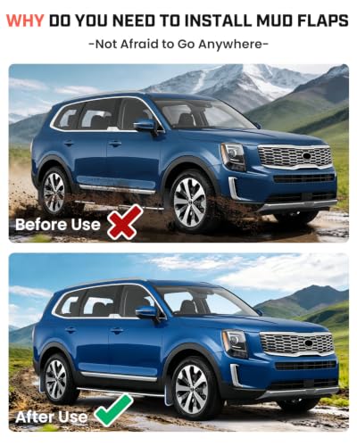 Image of Autorder Mud Flaps for 2020-2026 Kia Telluride Accessories All-Weather Splash Guards Protect Paint Mudflap No Drilling Required Mud Guard Set 4PCS