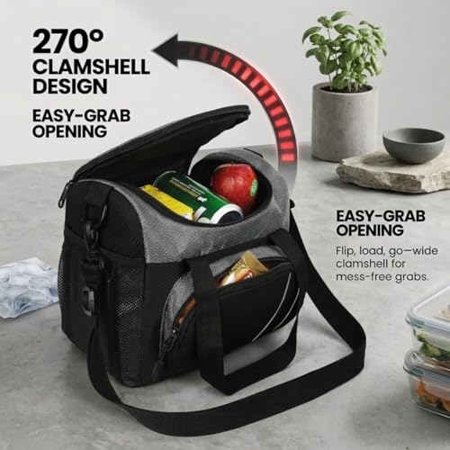 Image of Aliensware Large Lunch Bag with Adjustable Shoulder Handle for Office Men Women Kids, 13L Tiffin Bag with Bottle Holder, Food Bag-Office,Travel,School,College and Picnic Lunch Box & Bottle Aliens-BLK