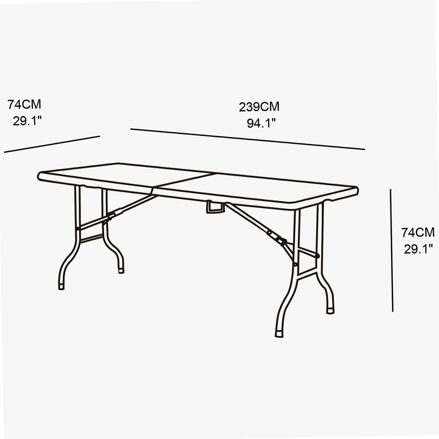 WERKA PRO Prostokątne składane stoły 239 x 74 x 74 cm (10 osób), jasnoszary