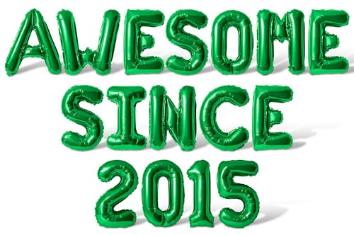 Letter & Number Balloons - AWESOME SINCE 2015 16" Inch Alphabet Letters Foil Mylar Balloon Birthday Party Banner (Green)