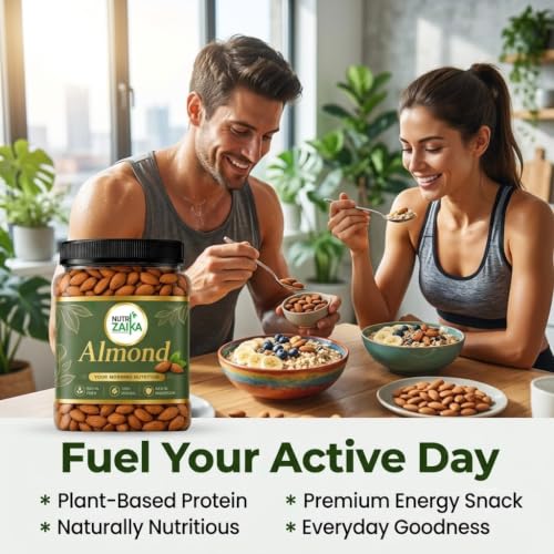 Image of NUTRIZAIKA Natural Almonds 500g | Badam Giri Rich In Protein & Dietary Fiber Almond | Crunchy Texture & Delicious Nutty Flavour | No Added Preservatives Or Artificial Flavors