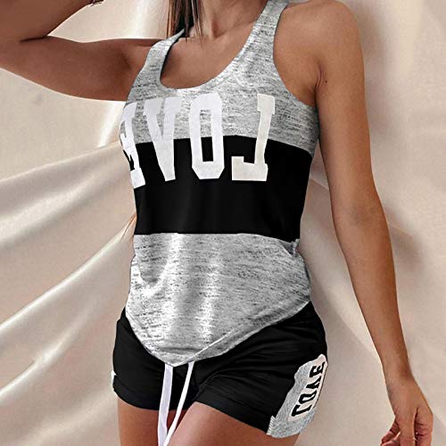 Chaleco de dos piezas para mujer conjunto sin mangas con estampado sofisticado 4