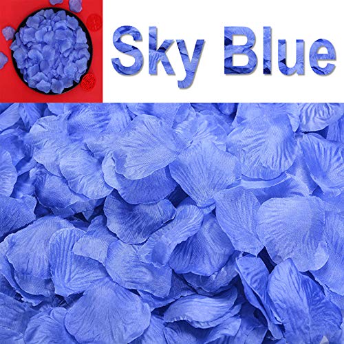 Image of 1000PCS Fake Rose Petals for Romantic Night Romantic Festive Atmosphere Creation for Marriage Proposa Wedding Valentine's Day Decoration Party Activities(Sky Blue)