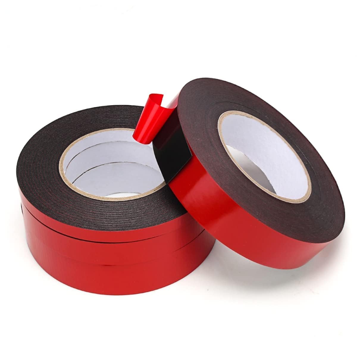 2 Rolls PE Foam Double Sided Adhesive Tape Sponge Mounting Tape 2mm Thick 5m Length 20mm Wide Red Film Sticker Foam Glue Strip Sealing for Indoor Outdoor and Home Office Decor