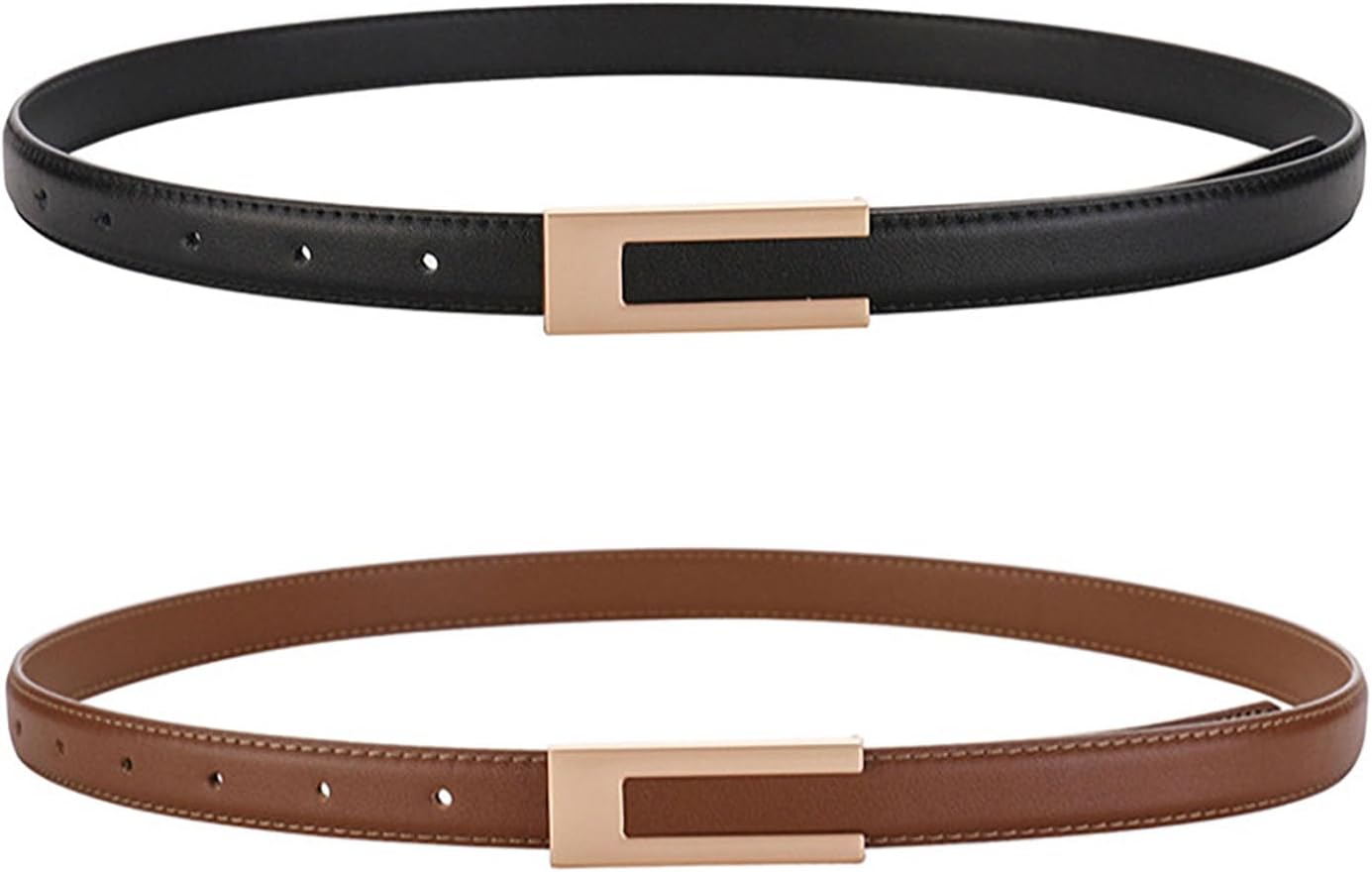 Women's Classic Leather Belts - Thin, Elegant, Simple Belt - Adjustable Belt for Jeans, Trousers, Dress, Decor, Casual - 105 cm