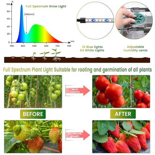 MQUPIN 80-Cell Seed Starter Tray with Grow Light, 2-Pack Adjustable Brightness Seed Starter Kit with Humidity Dome,Smart Timer,Watering Sprayer,Seeder,Plant Germination Kit for Seeds Growing - Image 4