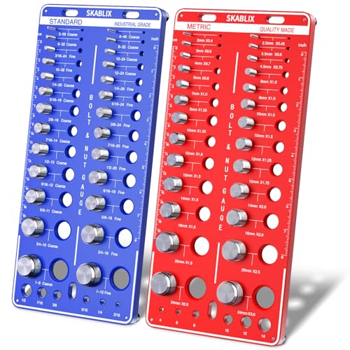64 Nut and Bolt Thread Checker - 26 Standard and 26 Metric Bolt Checker and 12 Drill Bit Gauge,Bolt Size and Thread Gauge,Wall-Mountable Bolt and Nut Identifier Gauge