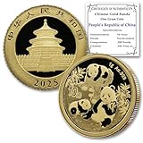 2025 1 Gram Gold Chinese Panda Coin Brilliant Uncirculated with Certificate of Authenticity 10 Yuan ¥10 BU
