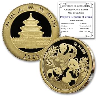 2025 1 Gram Gold Chinese Panda Coin 10 Yuan ¥10 BU