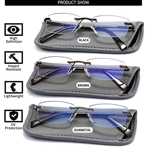 Jjwell 3 Pack Reading Glasses For Men Blue Light Blocking thumb #1