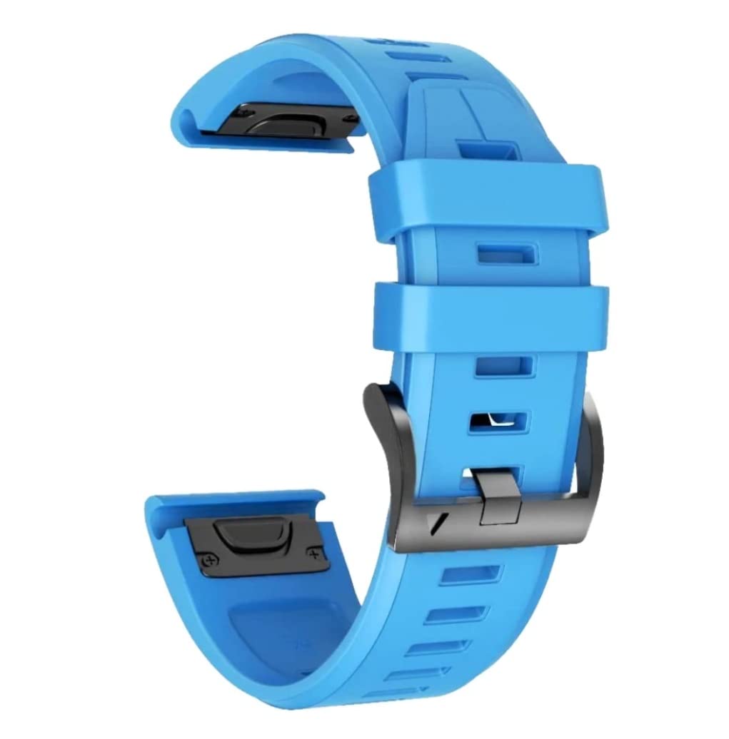 Silicone Watch Strap 26 mm width for Garmin Fenix 7X | Fenix 6X | Fenix 5X | 5 Plus | Fenix 6X Pro | Fenix 3 | Fenix 3 HR | Descent MK1| D2 Delta PX Smartwatch Strap (Sky Blue)