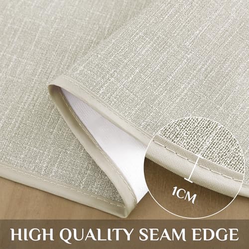 Image of Softalker Vinyl Tablecloth Rectangle, Outdoor 100% Waterproof Oil Proof Plastic Edge Binding Table Cloth, Heavy Duty Thick Wipeable PVC Table Covers for Picnic Dining Party - 54 x 78 Inch, Beige