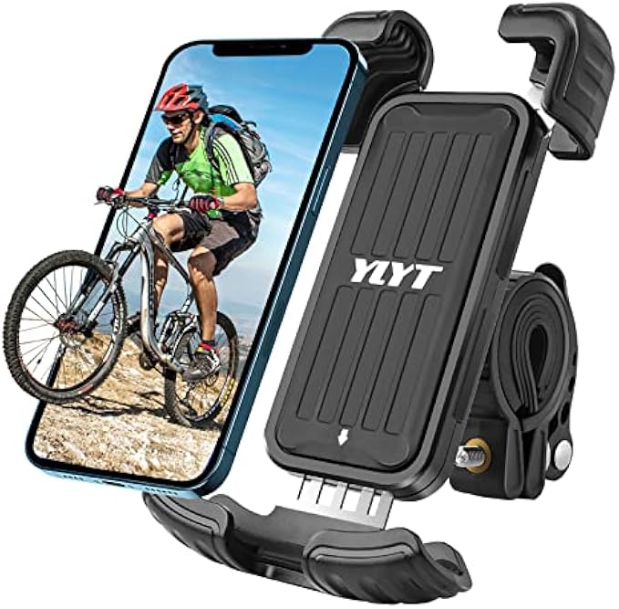 YLYT A2 Bike Phone Holder, Motorcycle Phone Mount – Bicycle Bike Handlebar Cell Phone Clamp, Scooter Phone Clip for iPhone 14 Plus/Pro Max, 13 Pro Max, Galaxy S22， and 4.7" - 6.8" Smartphones