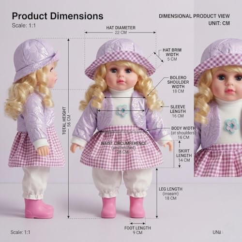 Image of Musical Baby Doll Toy for Kids - Soft Plush Talking & Singing with Touch Sensor, Interactive Baby Boy & Girl Doll in Colorful Dress,Gift Toy (Princess Dress Doll)