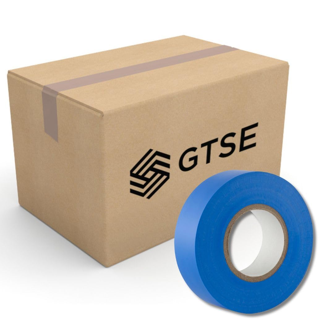 GTSE Blue Electrical Tape, 19mm x 20m, Bulk Box of 50 Rolls, Strong Self-Adhesive PVC Insulation Tape for Insulating, Repairing and Protecting Electrical