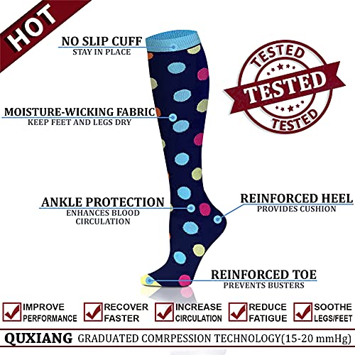 Image of QUXIANG Copper Compression Socks for Women & Men Circulation (8 Pairs) - Best for Running Athletic Cycling - 15-20 mmHg
