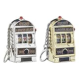 Das perfektes Mitgebsel zur Casinoparty oder Mottoparty Las Vegas, der Spielautomat aus Kunststoff (4.0 x 6.0 x 3.0 cm) an Metall-Schlüsselanhänger (5,5 cm)