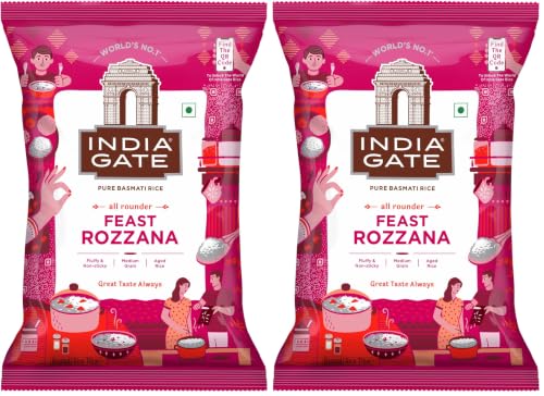 Image of India Gate Rozana Raw and Aged Basmati Rice 1Kg (Pack of 2)