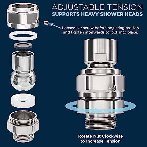 Hammerhead Showers SWIVEL-CH ® All Metal Shower Head Swivel Ball Adapter, Chrome | Adjustable Pivot Ball To Adjust Showerhead Angle thumb #5