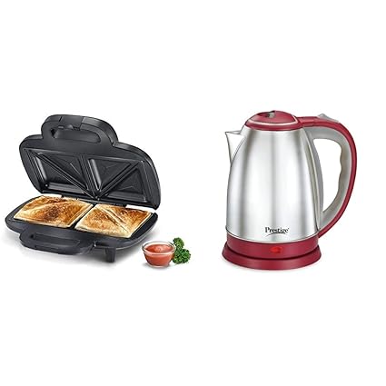Prestige Sandwich Maker PSMFD 01 + Prestige PKOSS 1.8 Litre Kettle, Red