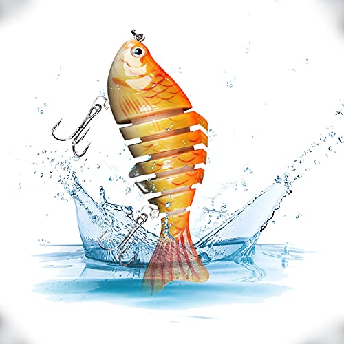Fishing Lures for Bass,Topwater Lures Multi Jointed Swimbait Lifelike Slow Sinking Bionic Swimming Lures Bass Freshwater Saltwater Bass Fishing Lures Kit Pack of 6 - Thumbnail 3
