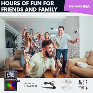 Portable Karaoke Machine with Lyrics Display | Color Screen | CD+G, MP3+G & USB MP3 | Wireless Bluetooth Speaker with Built-in Rechargeable Battery and LED Flashing Lights | Includes Wired Microphone