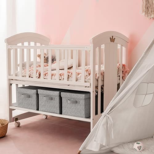 Granny Says Fabric Large Storage Bins With Lids, Collapsible Storage Box Closet Shelf, Decorative Baskets For Organizing Bedroom Dorm Nursery, Gray, 3-Pack #TOP2