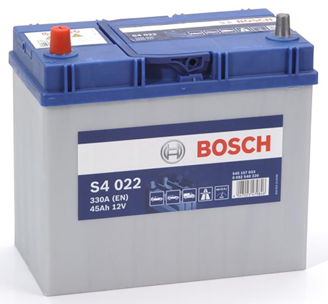BOSCH Batería 45, Ah 330, A/EN 0 092 S40 220 L 238mm B 129mm H 227mm Compatible con TOYOTA Yaris Hatchback P1, SUZUKI JIMNY FJ, HONDA CRX III EH, EG