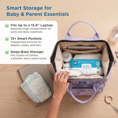 Image of Mee Mee Metro Luxe Mom Diaper Bag Backpack | Large Capacity Baby Bag with Multiple Pockets | Bottle Warmer Pocket | Changing Mat | Travel-Friendly & Stroller Straps | Waterproof & Stylish