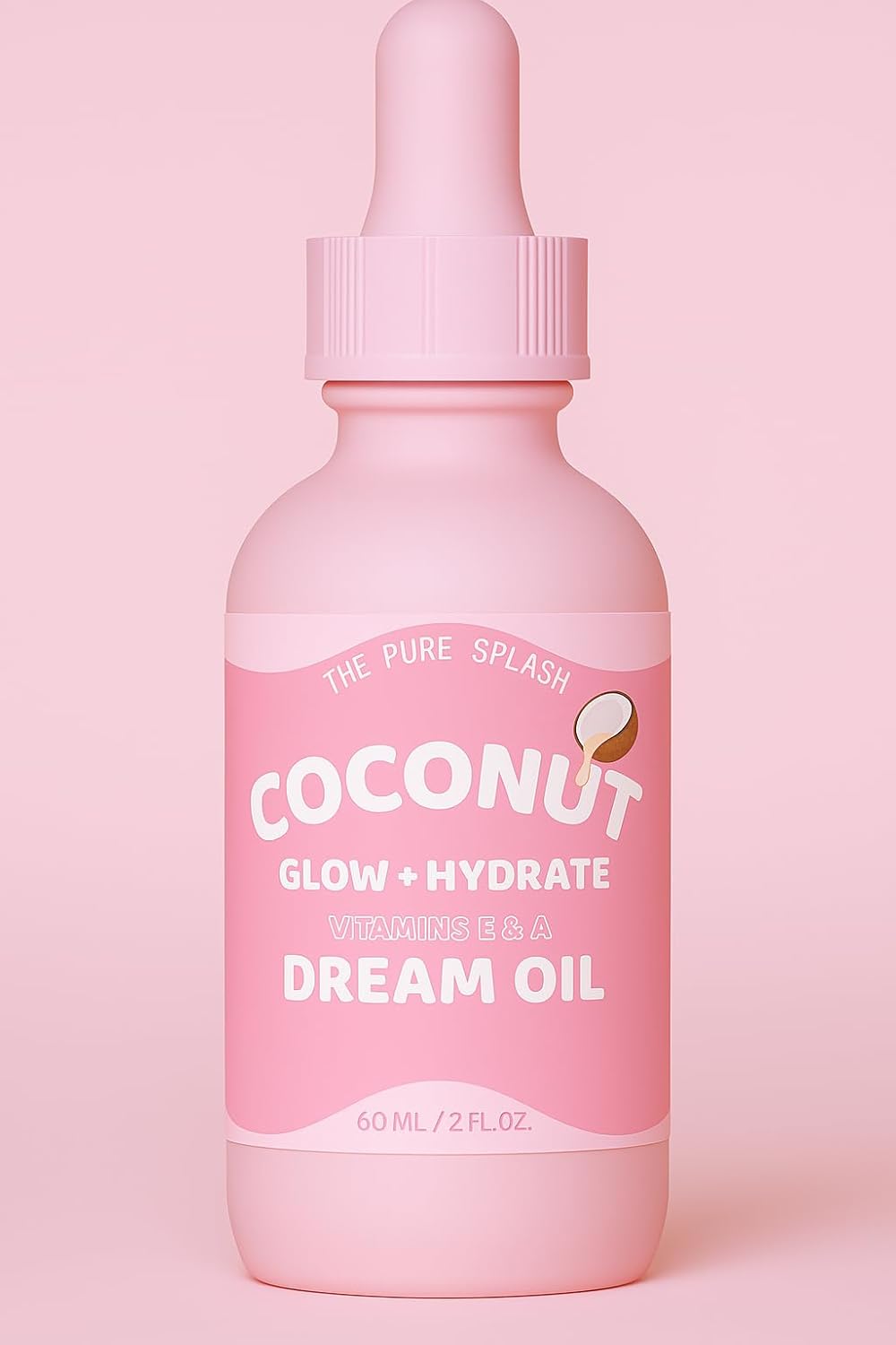 Coconut Dream Oil – Glow + Hydrate Face & Body Oil with Vitamins E & A – Lightweight, Non-Greasy Daily Moisturizer – 100% Natural, 2 fl oz - Image 3