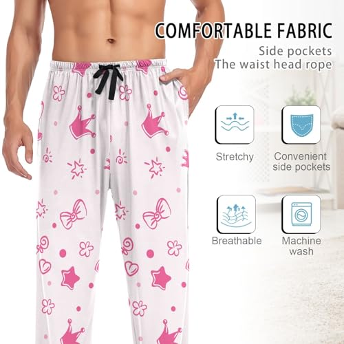 Fustylead Cute Princess Crown Stars Hearts Bow Unisex Pajamas Set Long Sleeve 2 Piece Lounge Nightwear Pjs for Men & Women4