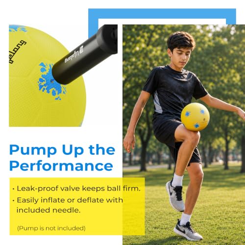 Image of Lifelong Football Lightweight PVC Ball for Kids & Adults, Ideal for Beach, Pool, Indoor & Outdoor Play, Soft Training Football for All Age - Size 5 (Age 13+ Years, Yellow)