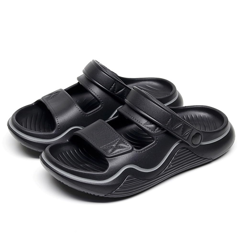 Zapatillas para Hombres Verano Al Aire Libre, Suela Gruesa Antideslizante, Ligera, Zapatos De Ducha con Punta Abierta, Sandalias con Soporte para El Arco (Gris, 41/42 EU)