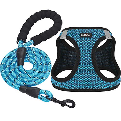 Dog Harness Step-in Breathable Puppy Cat Dog Vest Harnesses for Small Medium Dogs Blue