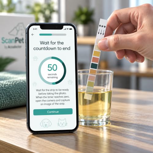 (10 Urinteststreifen) SCANPET APP Urinteststreifen für Hunde und Katz 11 Parameter Teststreifen Glukose pH Wert Keton Teststreifen für Harnwegsinfektionen bei Hunden und Katzen Einzeln verpackt