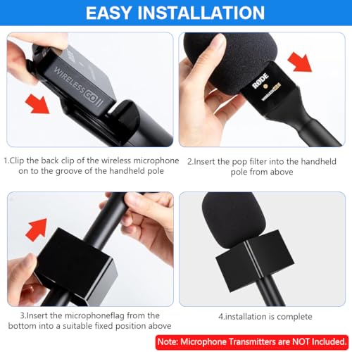 Image of HASTHIP Handheld Microphone Adapter Kit with Grip Handle & Mic Logo Holder, Universal Cold Shoe, Lavalier /Wireless Mic Converter for Interviews, Reporting, Presentations & Video Recording