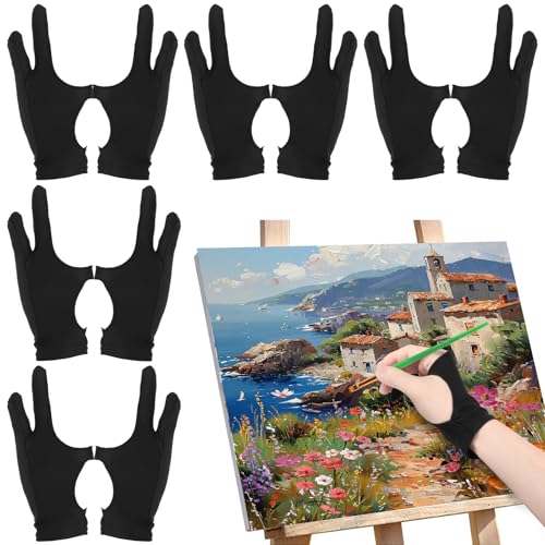 10Pcs Artist Glove,Two-Finger Glove for Graphics Drawing Tablet,3-Layer Palm Anti-fouling Art Gloves Digital Drawing Gloves Graphic Tablet Accessories for Right Hand and Left Hand(21.5x9cm)