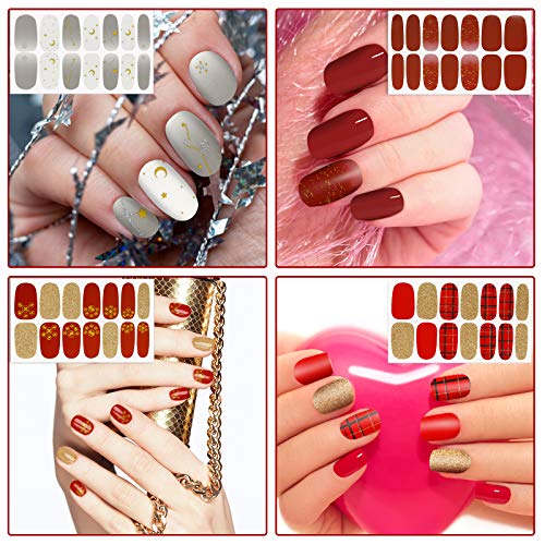 24 Sets 336 Pieces Nail Polish Sticker Self-Adhesive Nail Art Decals Strips Full Nail Wraps Full Cover Sticker Nail Art Wrap With Glass Nail File For Diy Nail Art Decoration (Elegant Style) #TOP2