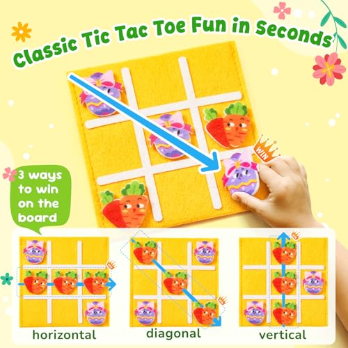 Image of JoyCat 30 Pack Easter Tic Tac Toe Party Favors, Felt Travel Games