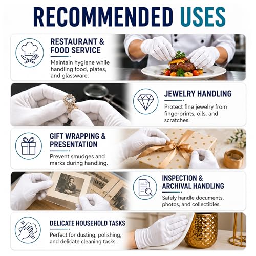 Image of AM Safe-X Premium White Cotton Gloves for Men & Women | Lightweight Breathable Knitted Gloves | Soft Stretch Fit | Reusable Hand Protection for Driving, Gardening, Warehouse & General Use | 5 Pair