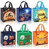 Lanfixilly Halloween Trick or Treat Bags 6PCS ， Halloween Candy Bags Party Favor Supplies， with Handles Reusable Non-Woven Gift Bag