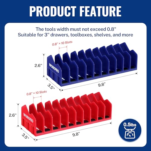 WORKPRO 2-Pack Plier Organizer Rack, Pliers Holder and Cutter Organizers with Non-Slip Rubber Base, 20-Slot Tool Box Organizer, Tool Drawer Organizer, Tool Storage, Plier Rack (Pliers Not Included) - Image 5