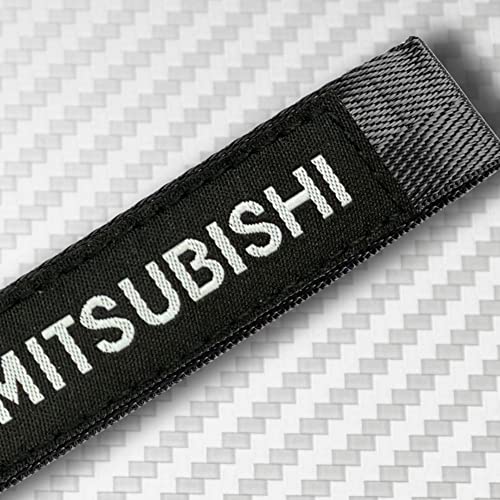 Q1-Tech, Key Chain Embroidered Tag Automobile Car Motor Key Ring Shackle Compatible With Mitsubishi Keychain Accessories (Black) #TOP1