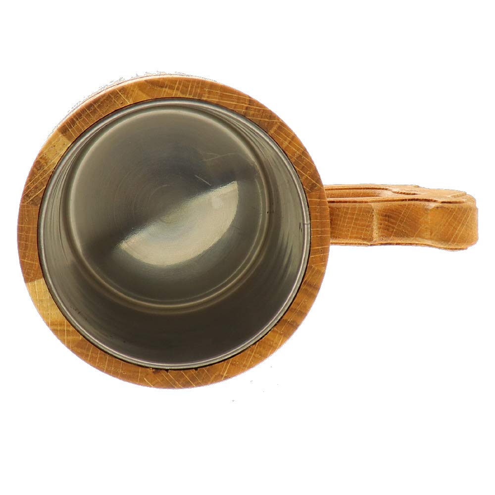 Chope à bière HOFMEISTER® avec insert en acier inoxydable en chêne 19,5 cm