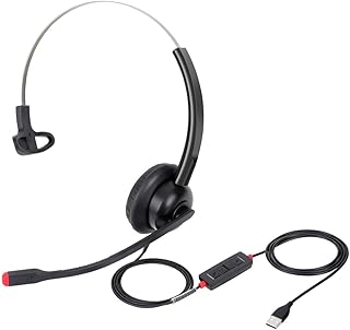 USB Headset with Microphone for PC Laptop Computer Headphone Noise Cancelling Mic for Home Office Online Class Skype Zoom