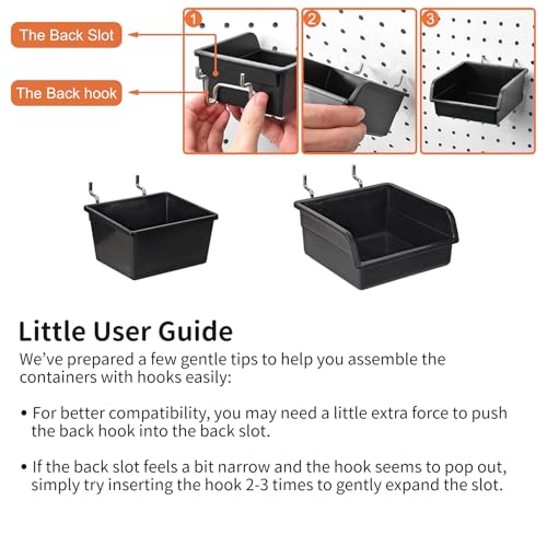 Image of G.CORE 12 Pack Pegboard Bins PegBoard Cups with Hooks & Loops, Peg Board Hooks Assortment Organizer Accessory, Various Tools Storage Arrange Kit for Garage Craft Workshop Workbench