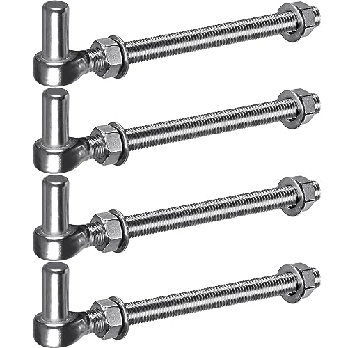 Insaga Heavy Duty 16mm Hook to Bolt Pin Hinge Hanger - Stainless Steel Metal Garden Gate Hardware for Farm Gate/Wooden Fence/Driveway, up to 440lbs, 254mm