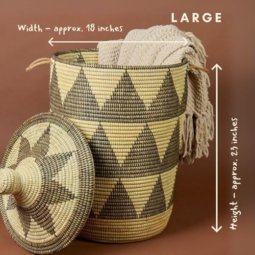 Tall-Large-Decorative-Wicker-Storage-Basket-with-Lid-Laundry-Hamper-Blanket-Storage-Toys-Bin-Clothes-Holder-Boho-Style-Black-Beige