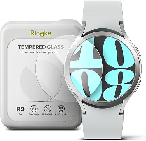 Ringke Funda de estilo bisel compatible con Samsung Galaxy Watch 6 de 1.732 pulgadas [44-04 (ST) plateada] + vidrio compatible con Samsung Galaxy